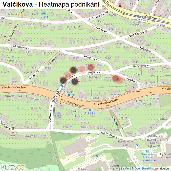 Mapa Valčíkova - Firmy v ulici.