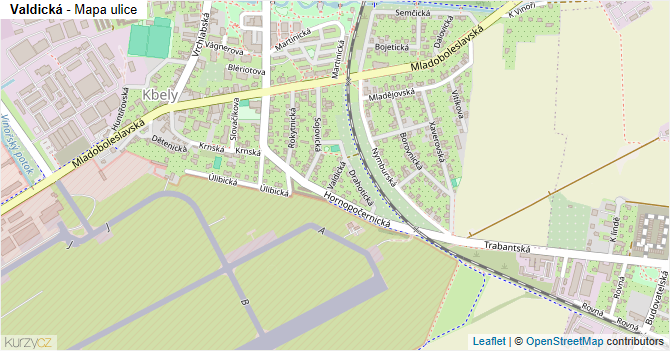 Valdická - mapa ulice