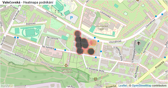 Valečovská - mapa podnikání