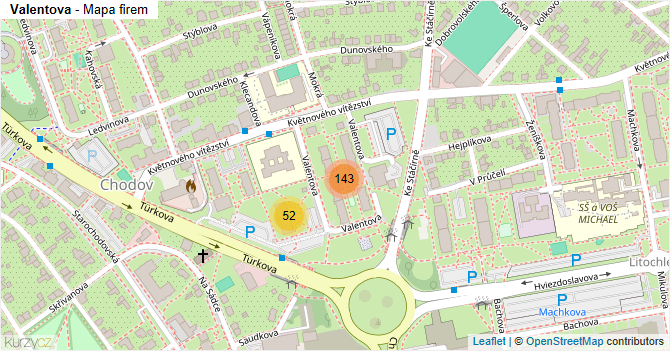 Valentova - mapa firem
