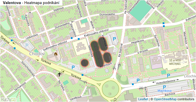 Valentova - mapa podnikání