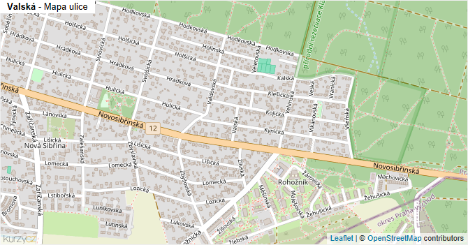 Valská - mapa ulice