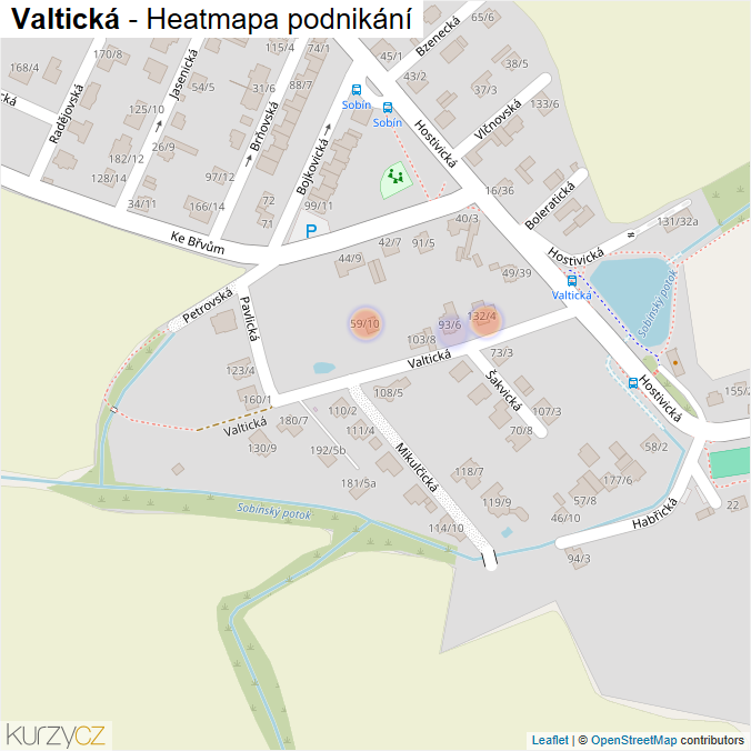 Mapa Valtická - Firmy v ulici.