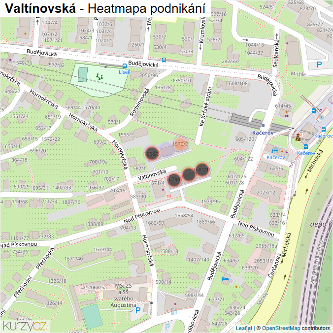 Mapa Valtínovská - Firmy v ulici.