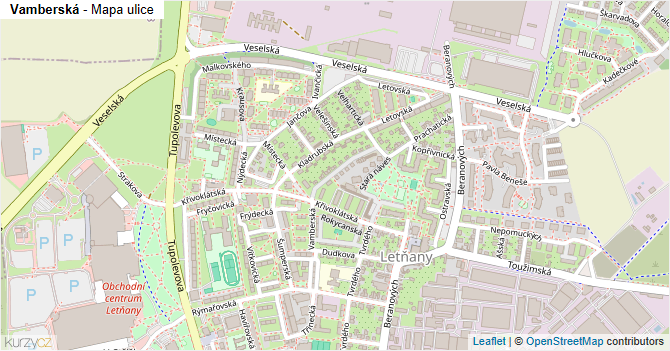 Vamberská - mapa ulice