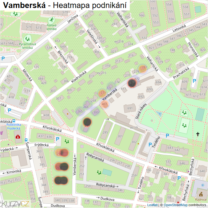 Mapa Vamberská - Firmy v ulici.