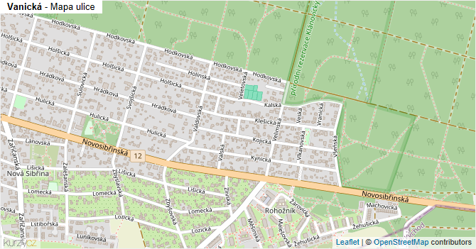 Vanická - mapa ulice