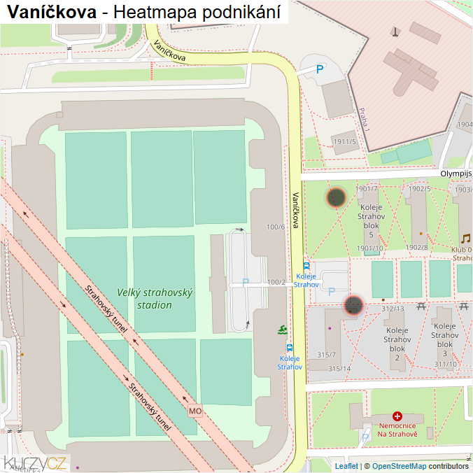 Mapa Vaníčkova - Firmy v ulici.