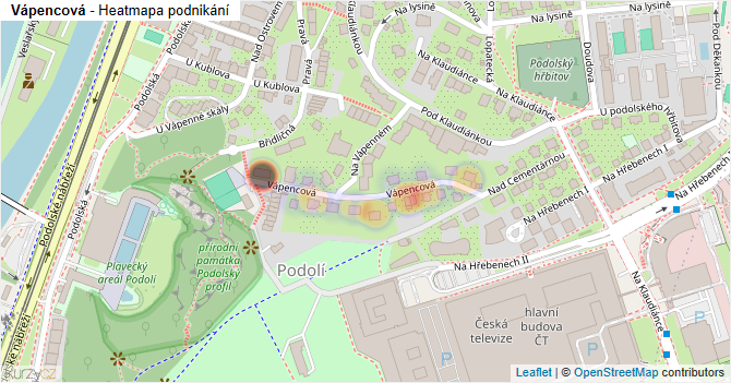 Vápencová - mapa podnikání