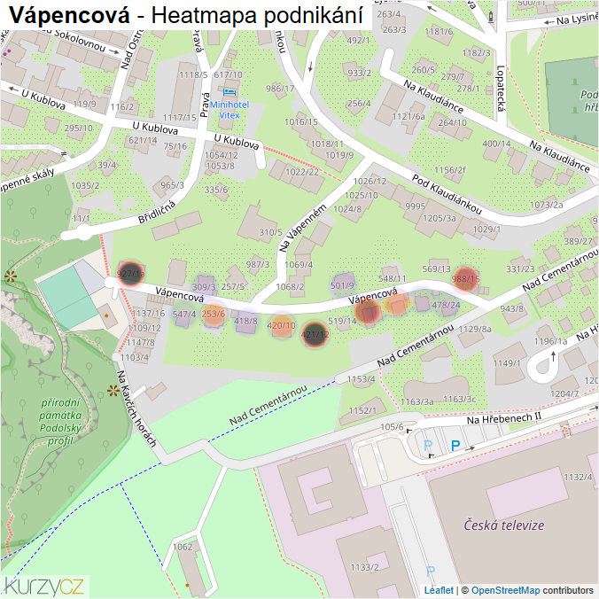 Mapa Vápencová - Firmy v ulici.