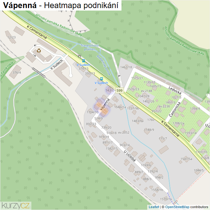 Mapa Vápenná - Firmy v ulici.