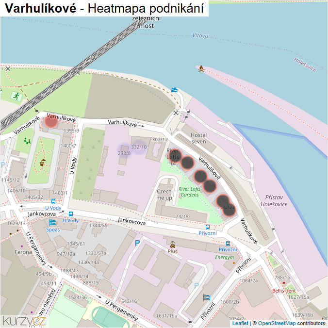 Mapa Varhulíkové - Firmy v ulici.