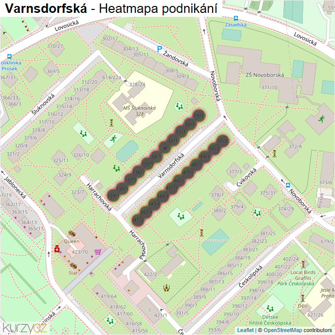Mapa Varnsdorfská - Firmy v ulici.