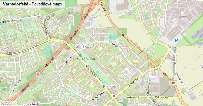 Varnsdorfská - záplavové mapy stoleté vody
