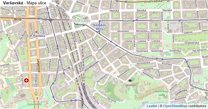 Varšavská - mapa ulice