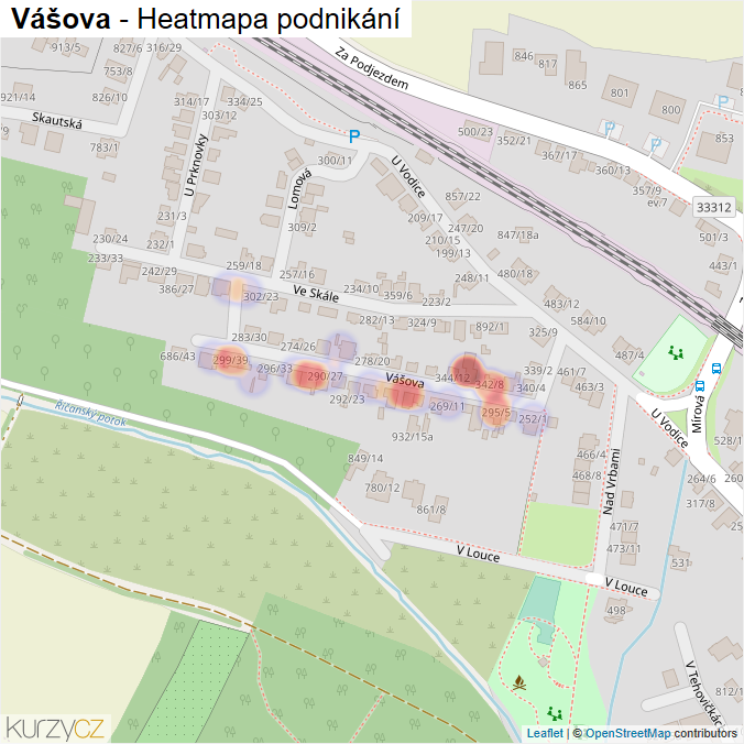 Mapa Vášova - Firmy v ulici.