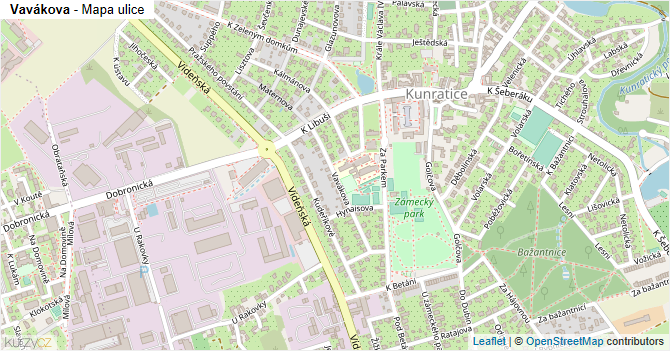 Vavákova - mapa ulice