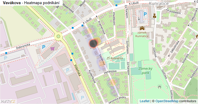Vavákova - mapa podnikání