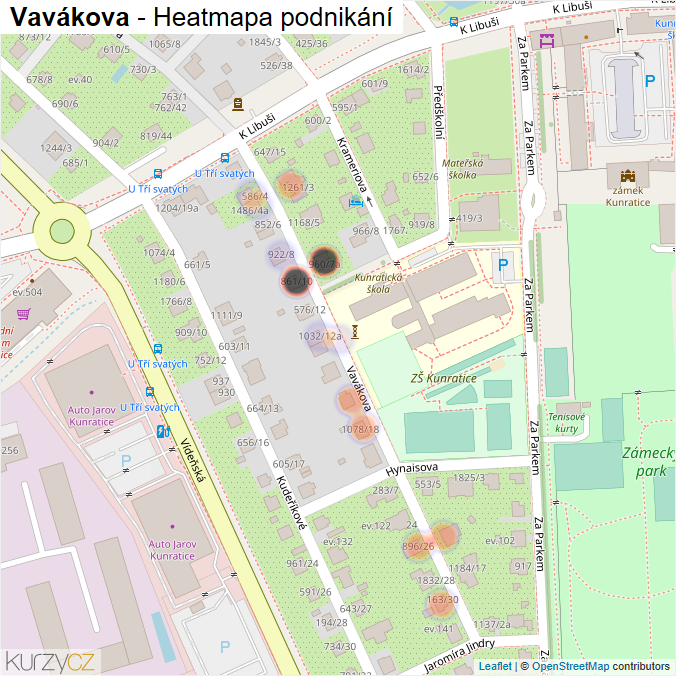 Mapa Vavákova - Firmy v ulici.