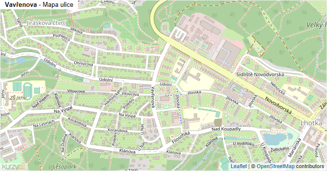 Vavřenova - mapa ulice