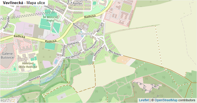 Vavřinecká - mapa ulice