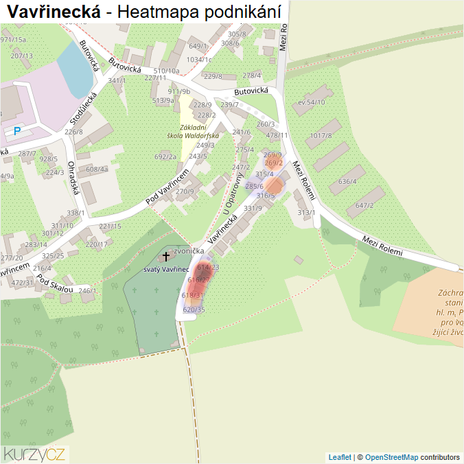 Mapa Vavřinecká - Firmy v ulici.