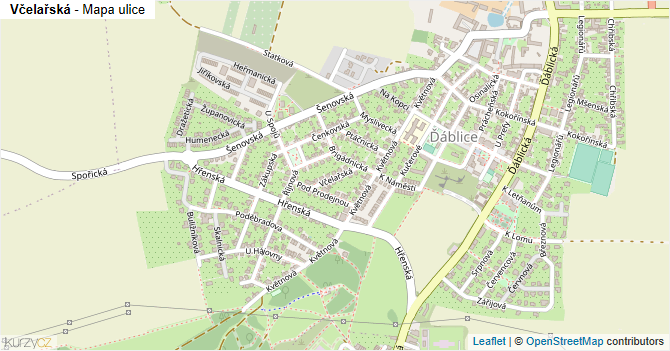 Včelařská - mapa ulice