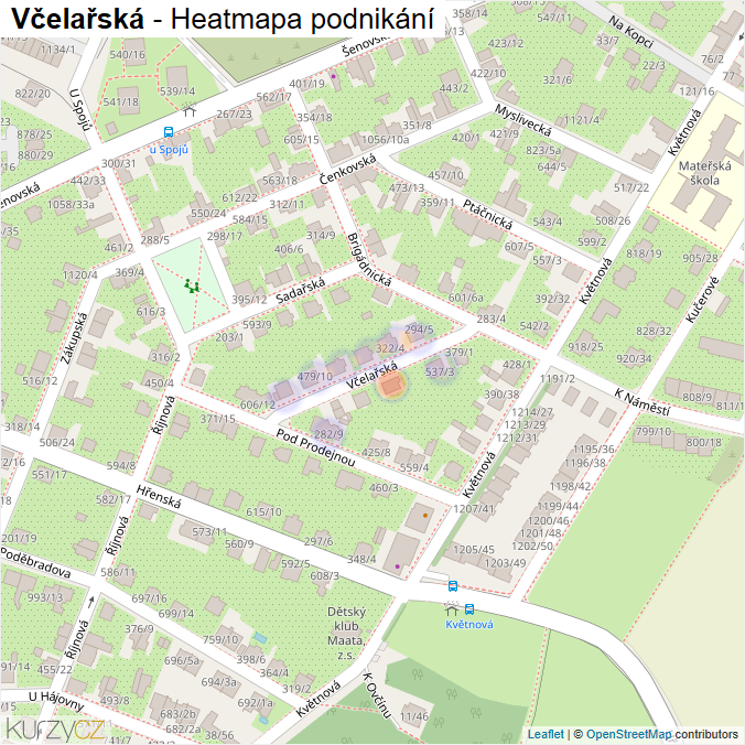 Mapa Včelařská - Firmy v ulici.