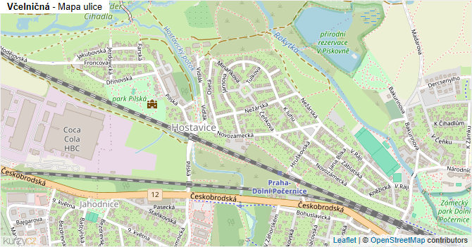 Včelničná - mapa ulice