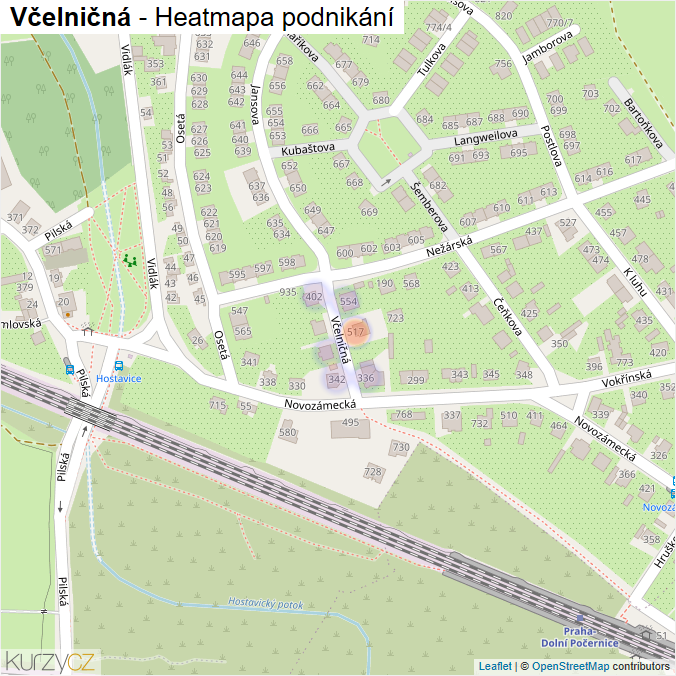 Mapa Včelničná - Firmy v ulici.