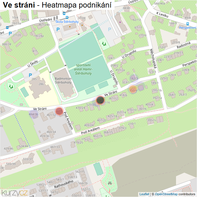 Mapa Ve stráni - Firmy v ulici.