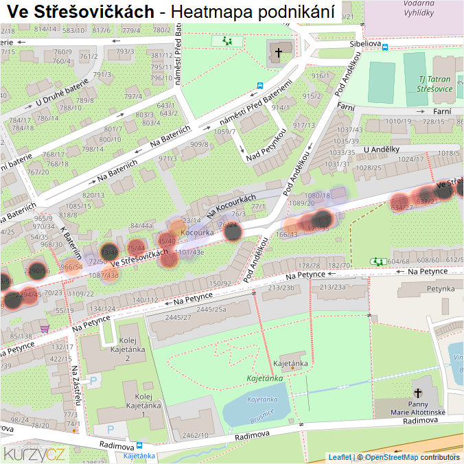 Mapa Ve Střešovičkách - Firmy v ulici.