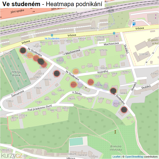Mapa Ve studeném - Firmy v ulici.