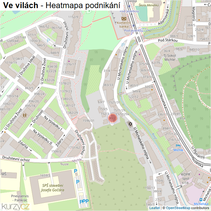 Mapa Ve vilách - Firmy v ulici.