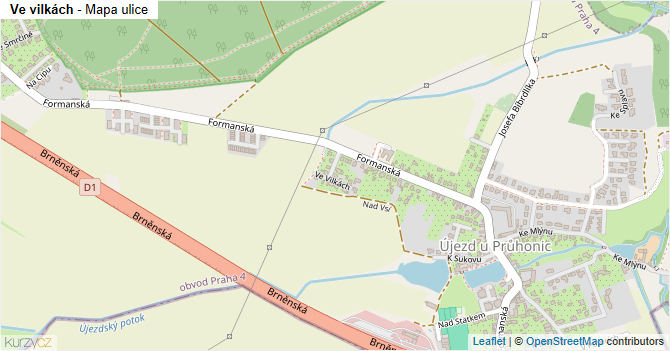Ve vilkách - mapa ulice