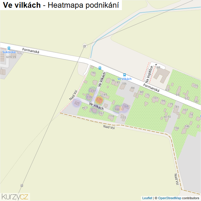 Mapa Ve vilkách - Firmy v ulici.