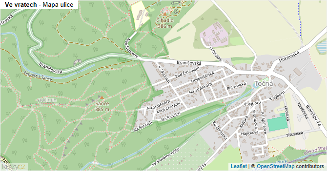 Ve vratech - mapa ulice