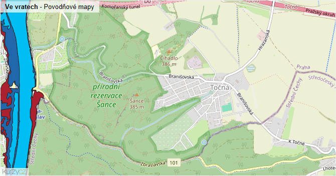 Ve vratech - záplavové mapy stoleté vody