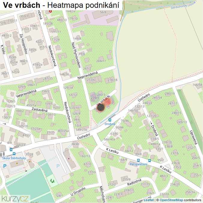 Mapa Ve vrbách - Firmy v ulici.