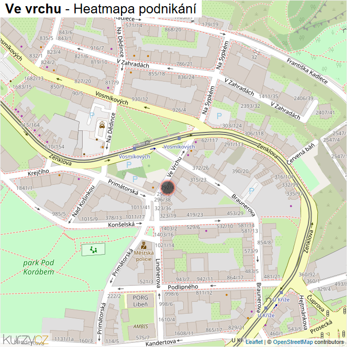 Mapa Ve vrchu - Firmy v ulici.