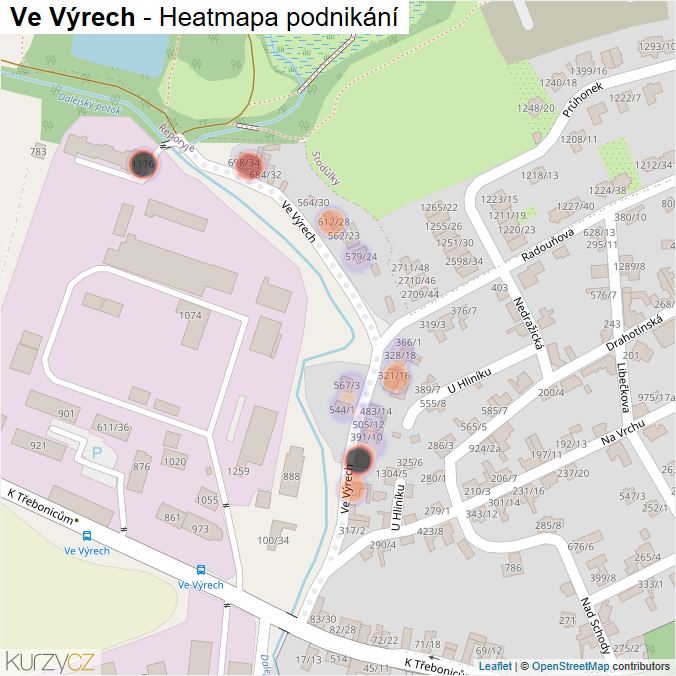 Mapa Ve Výrech - Firmy v ulici.