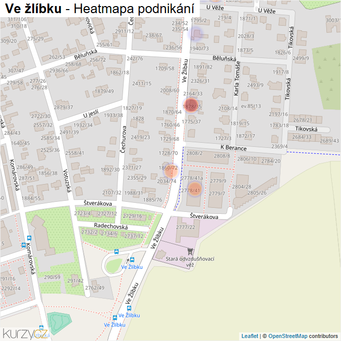 Mapa Ve žlíbku - Firmy v ulici.