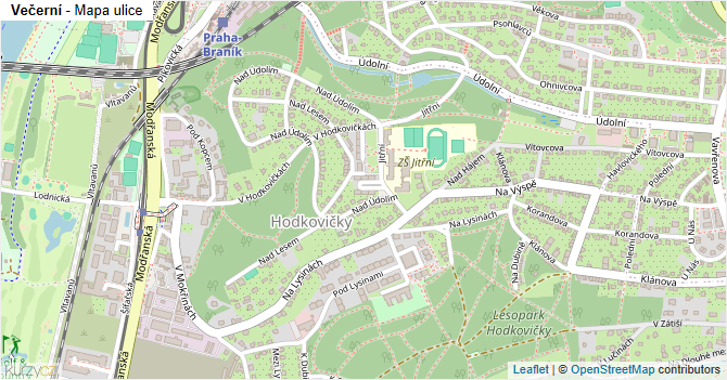 Večerní - mapa ulice