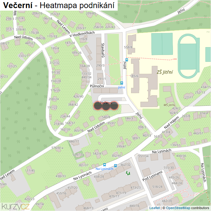 Mapa Večerní - Firmy v ulici.