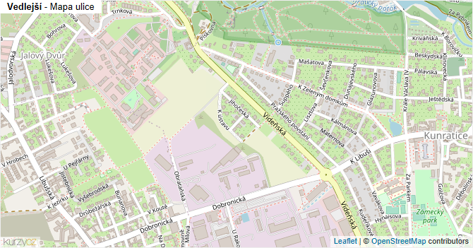 Vedlejší - mapa ulice