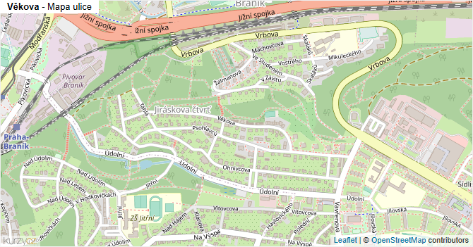 Věkova - mapa ulice