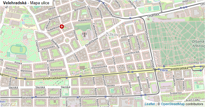 Velehradská - mapa ulice