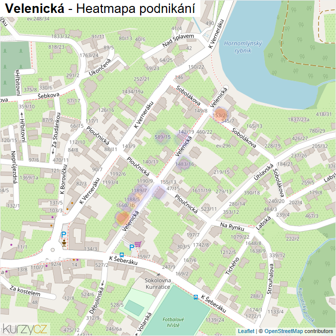 Mapa Velenická - Firmy v ulici.