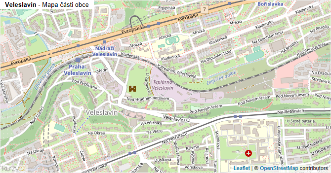 Veleslavín - mapa části obce