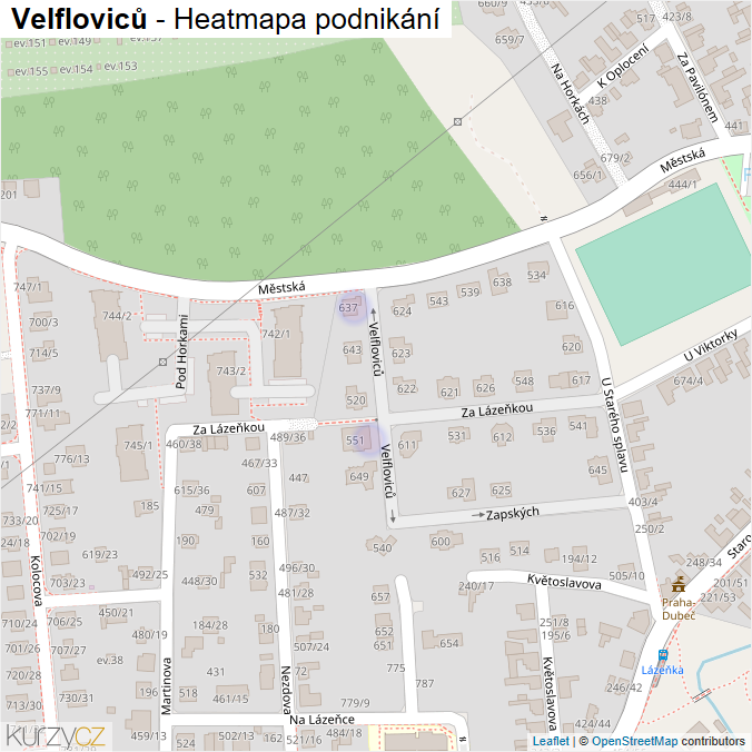 Mapa Velfloviců - Firmy v ulici.